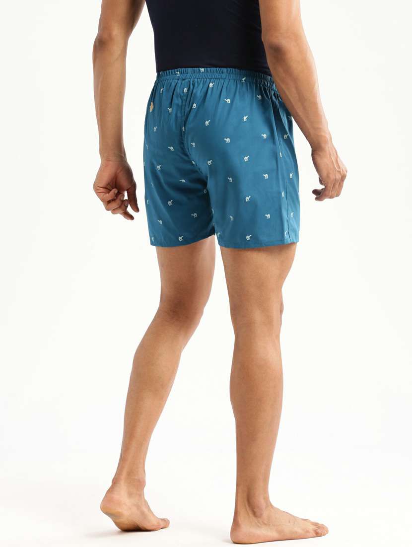 dark blue micro printed cotton blend boxer - 20597929 -  Standard Image - 2