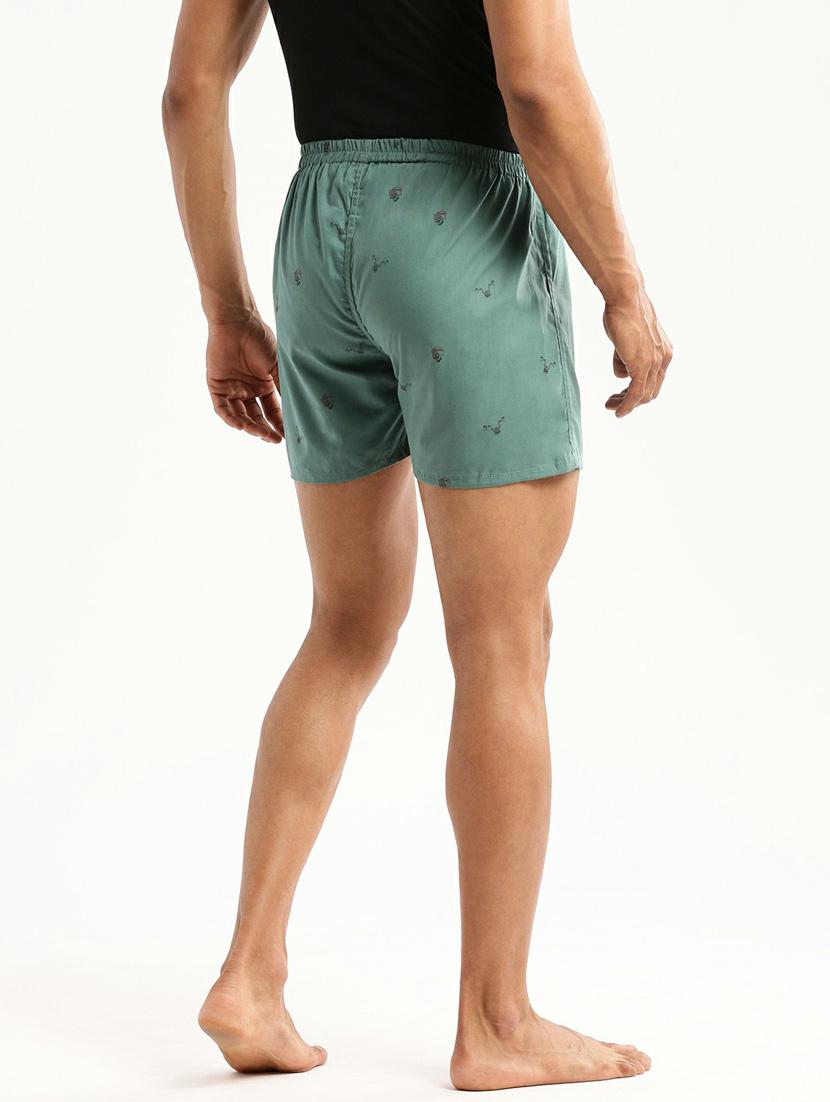 green micro prints cotton blend boxer - 20597933 - Standard Image - 2