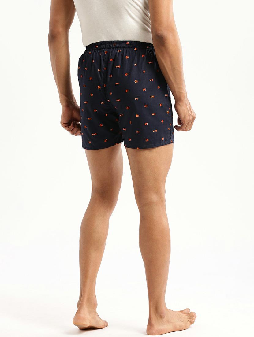 navy blue micro prints cotton blend boxer - 20597934 - Standard Image - 2