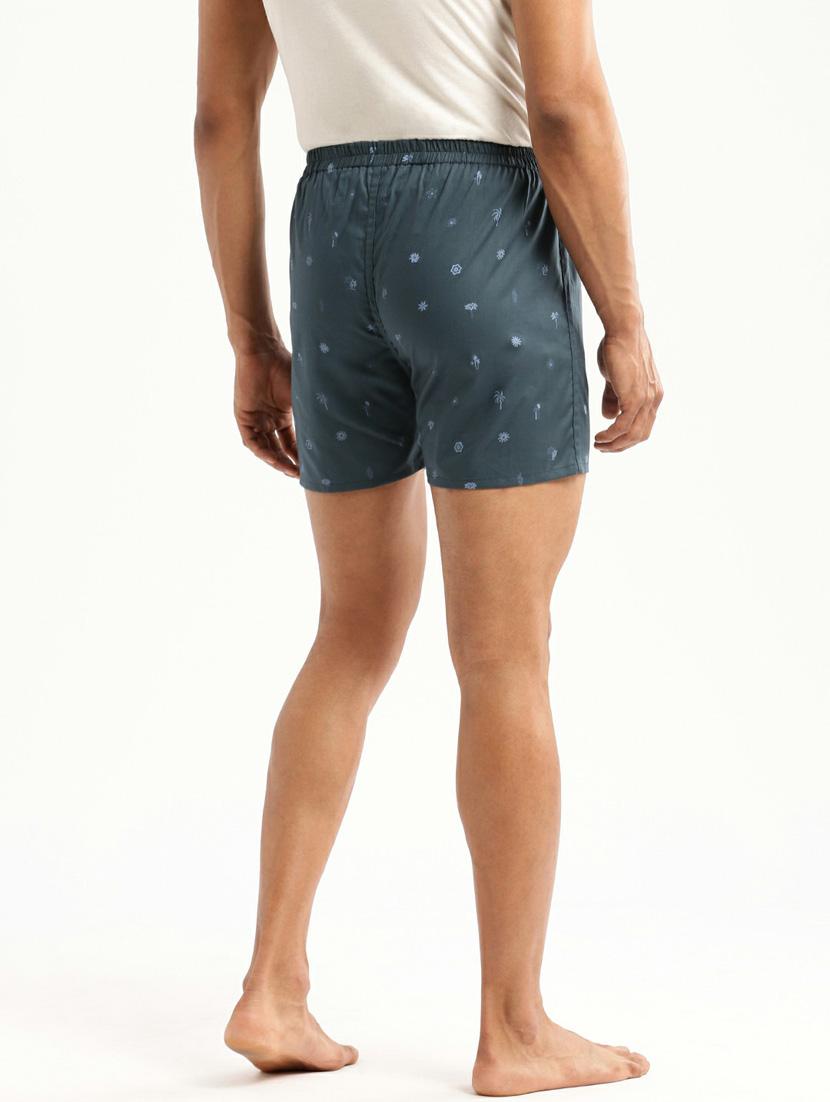 dark blue micro printed cotton blend boxer - 20597936 - Standard Image - 2