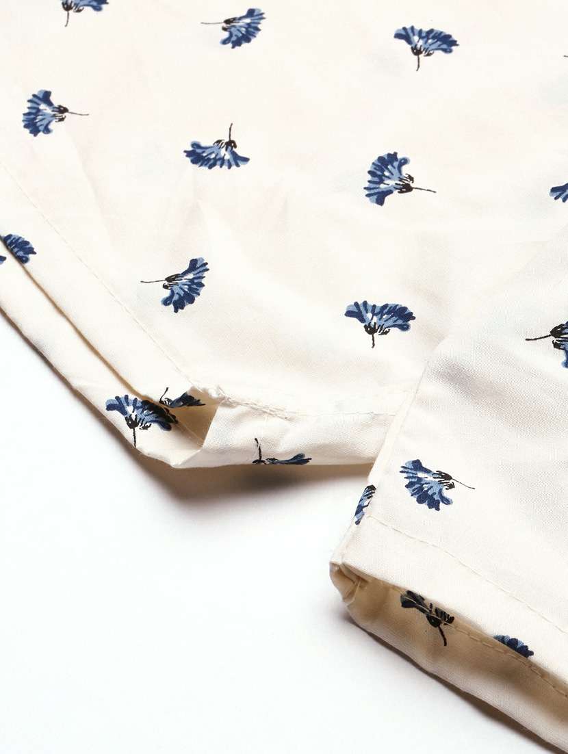 beige floral motif printed cotton blend boxer - 20597938 -  Standard Image - 7