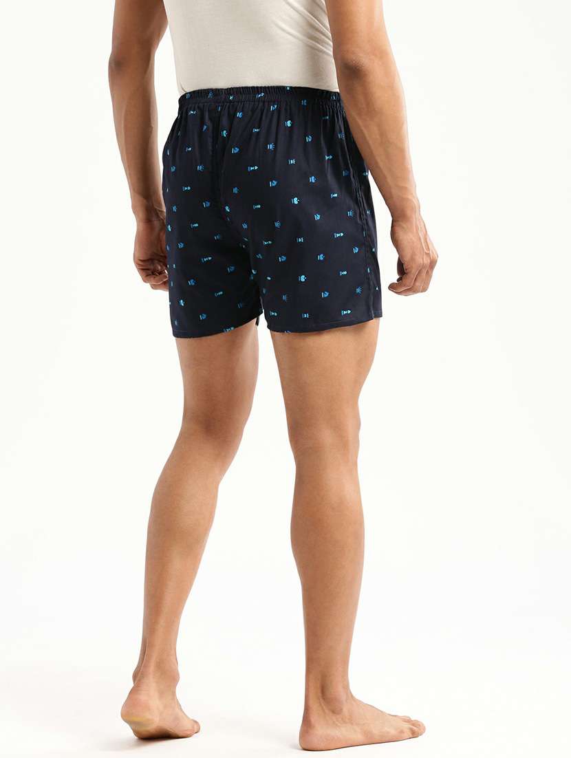 navy blue micro prints cotton blend boxer - 20597940 -  Standard Image - 2