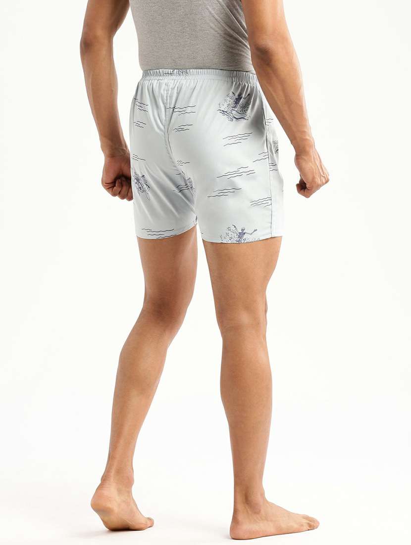 light blue printed cotton blend boxer - 20597941 - Standard Image - 2