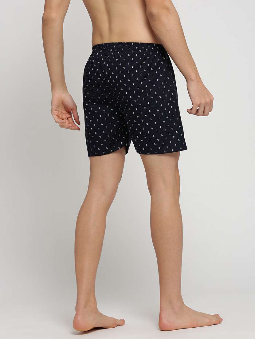 navy blue all over printed cotton blend boxer - 20597943 -  Standard Image - 2