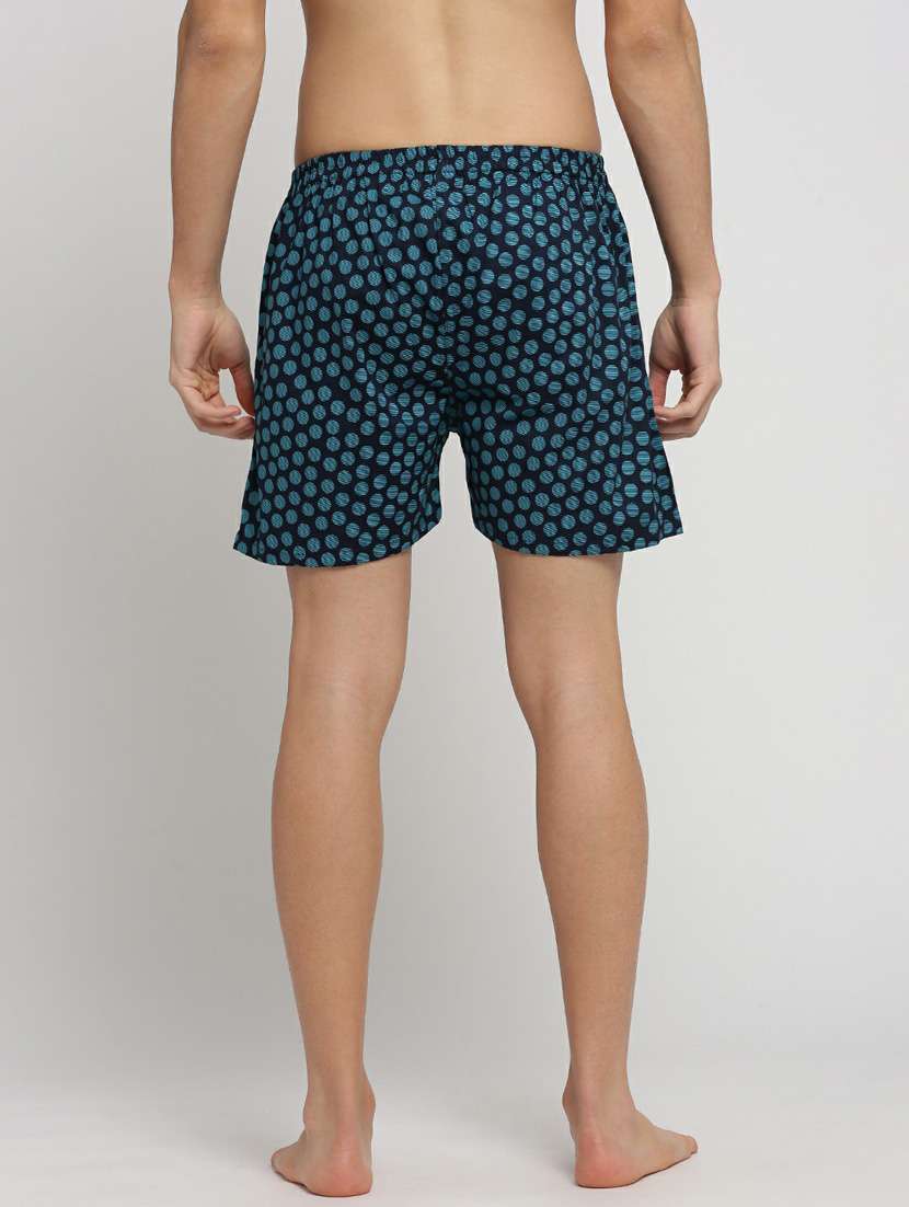 navy blue all over printed cotton blend boxer - 20597946 -  Standard Image - 2