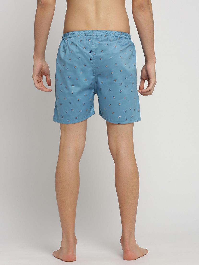light blue micro prints cotton blend boxer - 20597948 - Standard Image - 2