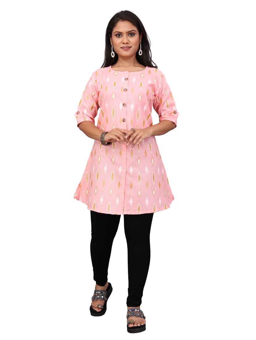 pink cotton blend a-line top - 20598324 - Standard Image - 2