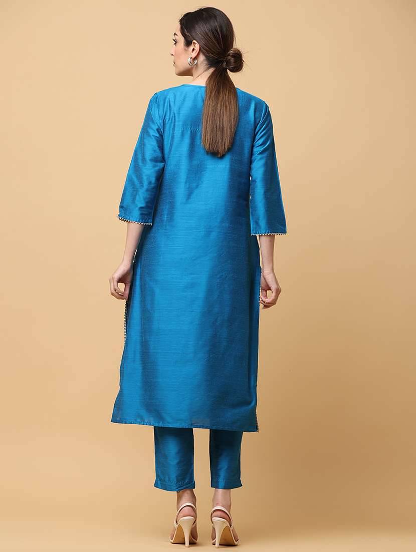 women three quarter sleeve kurta pant with dupatta set - 20598423 - Standard Image - 2