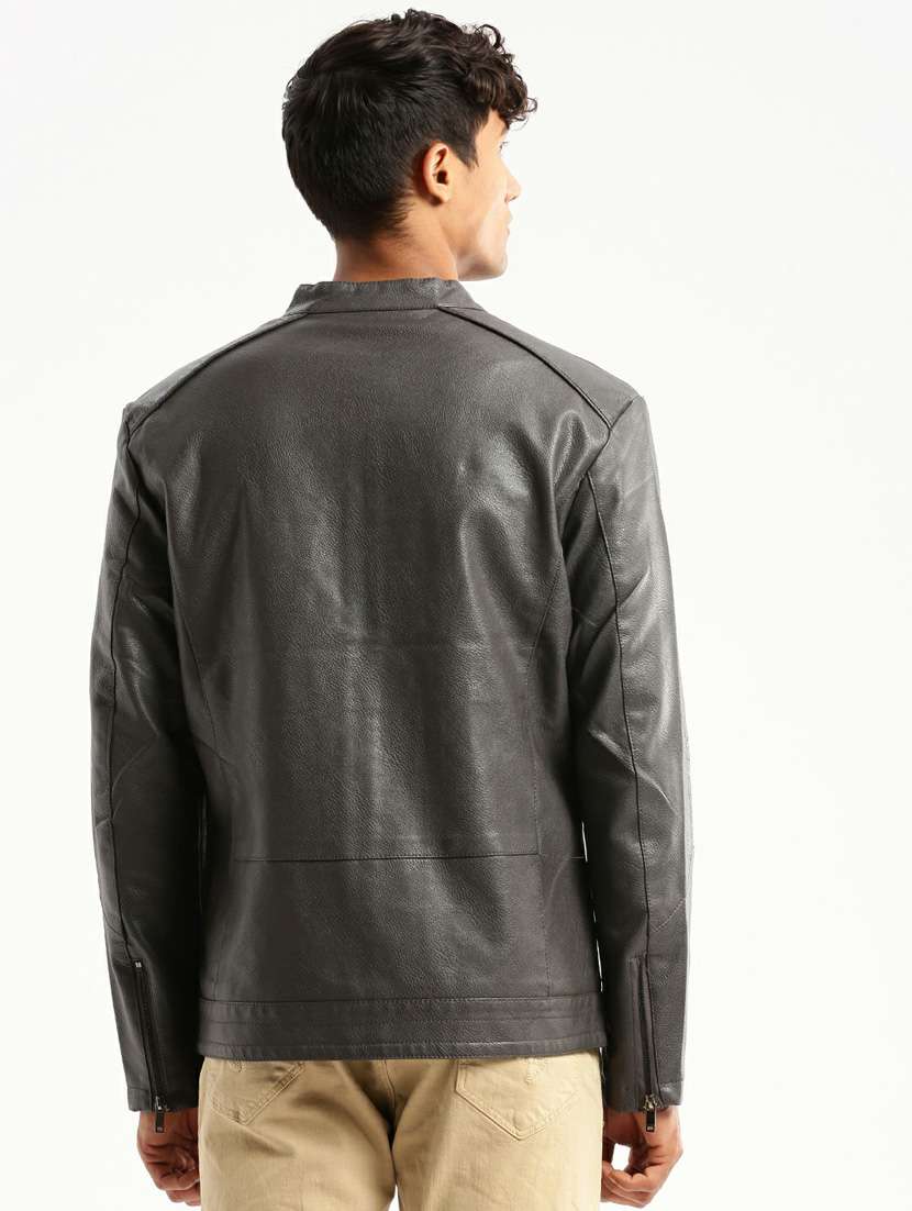 grey faux leather bomber jacket - 20598521 -  Standard Image - 2