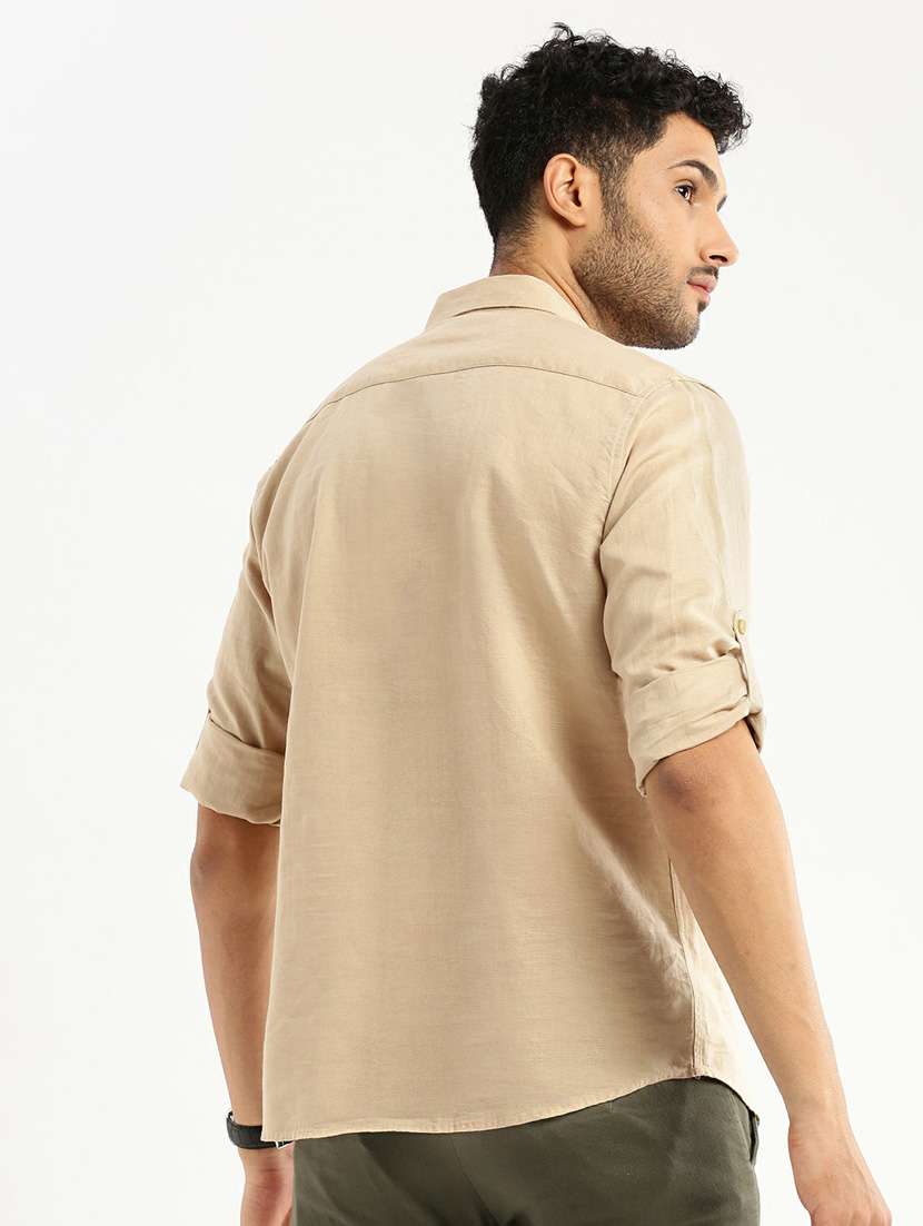 men solid linen short kurta - 20598551 -  Standard Image - 2
