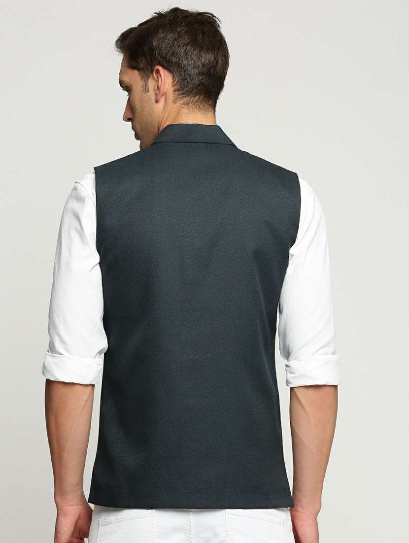 men's slim fit mandarin collar solid nehru jacket - 20598570 -  Standard Image - 2