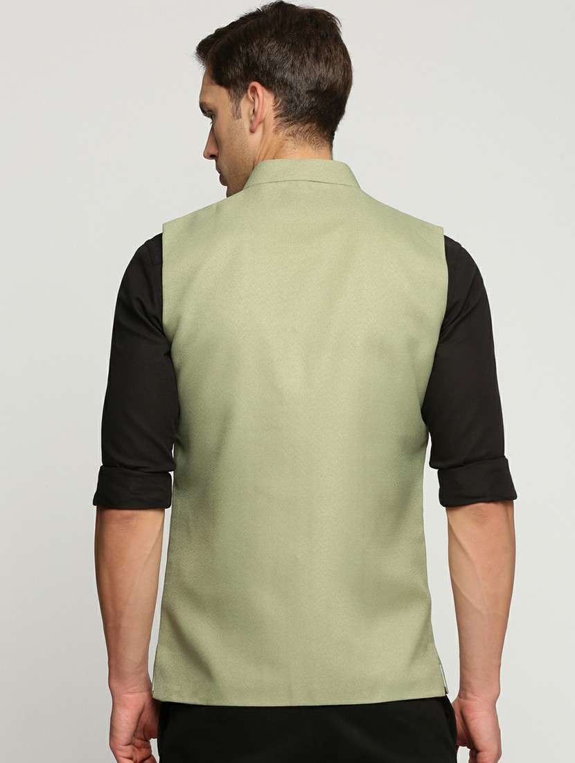 men's slim fit mandarin collar solid nehru jacket - 20598593 -  Standard Image - 2