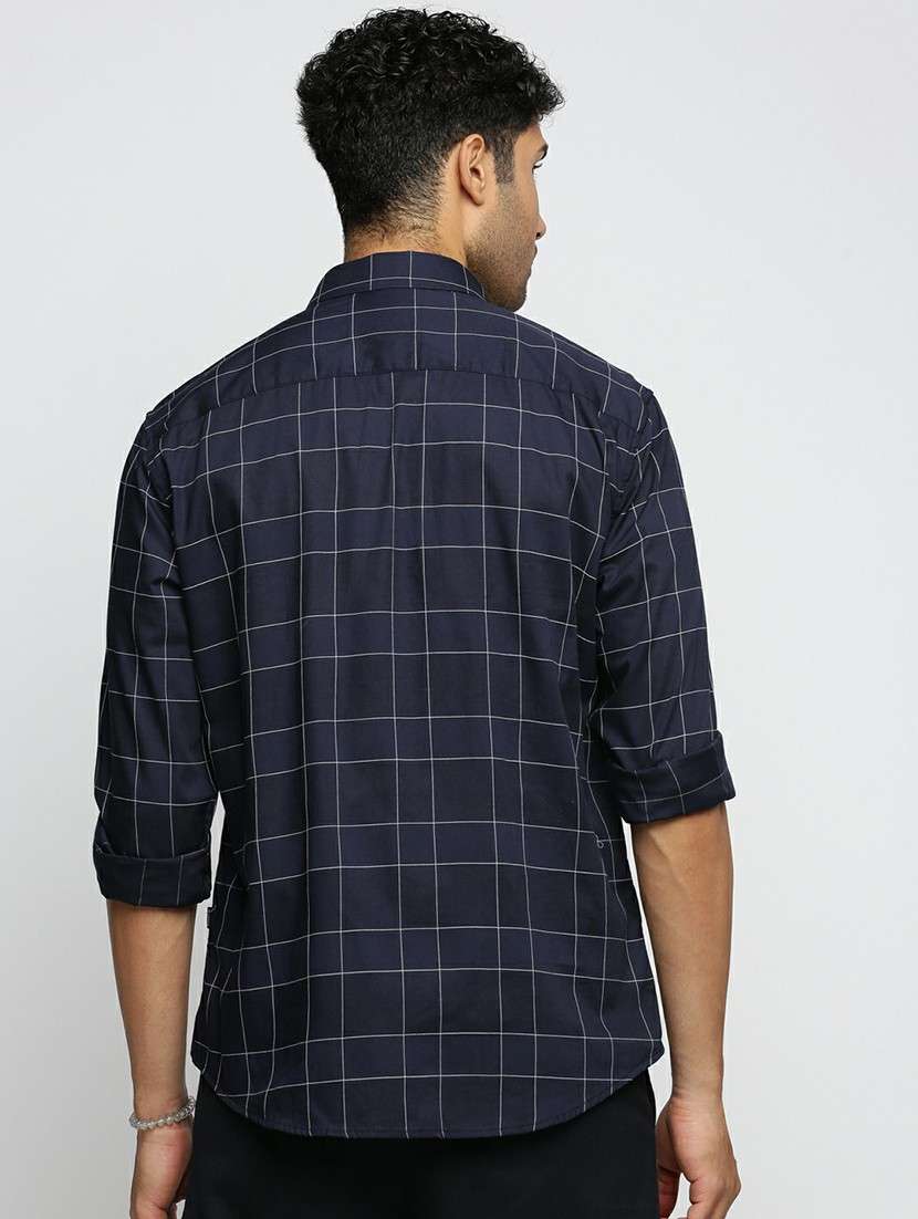 navy blue cotton blend casual shirt - 20598603 - Standard Image - 2