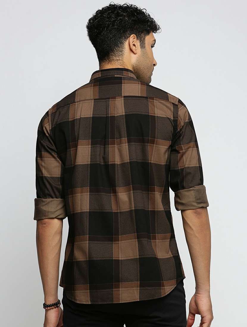 brown cotton blend casual shirt - 20598604 -  Standard Image - 2