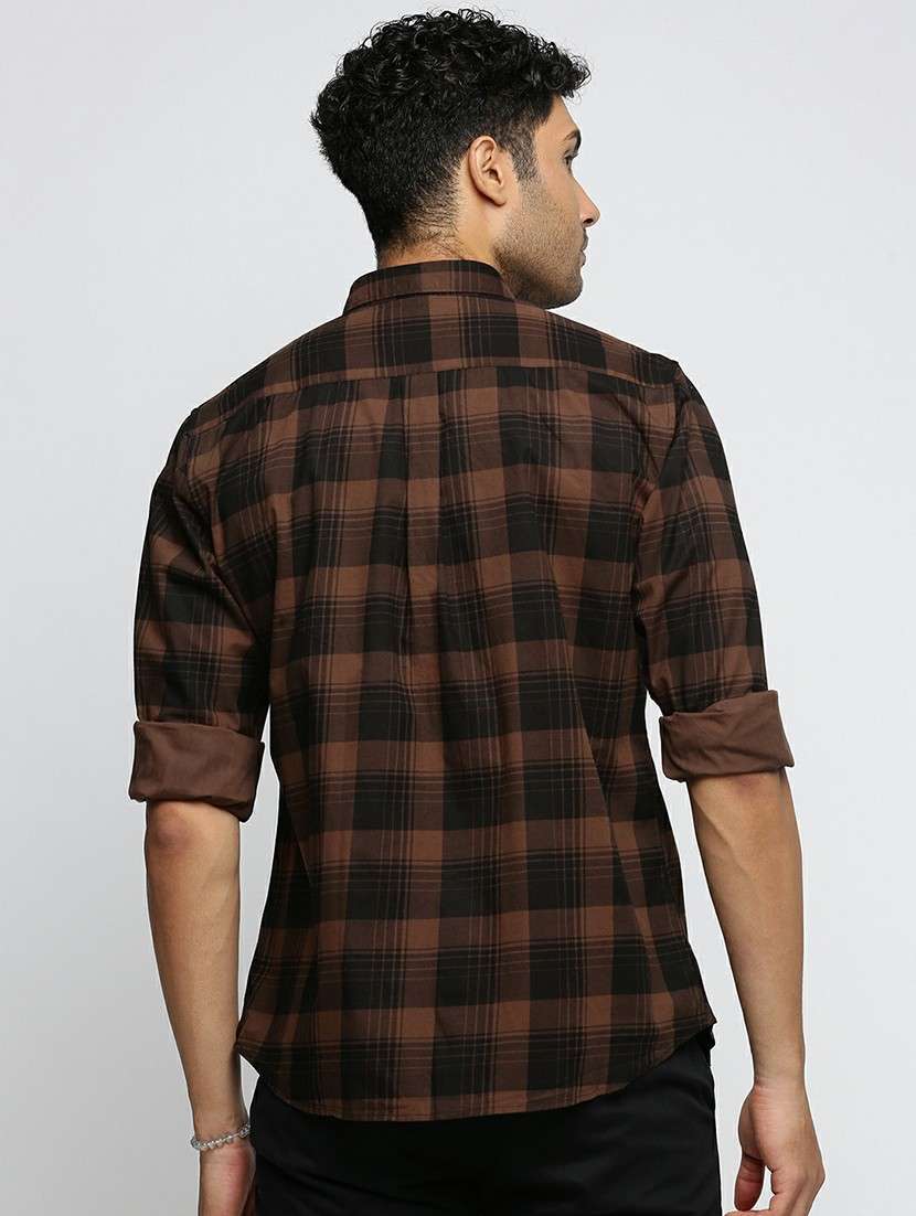 brown cotton blend casual shirt - 20598608 -  Standard Image - 2