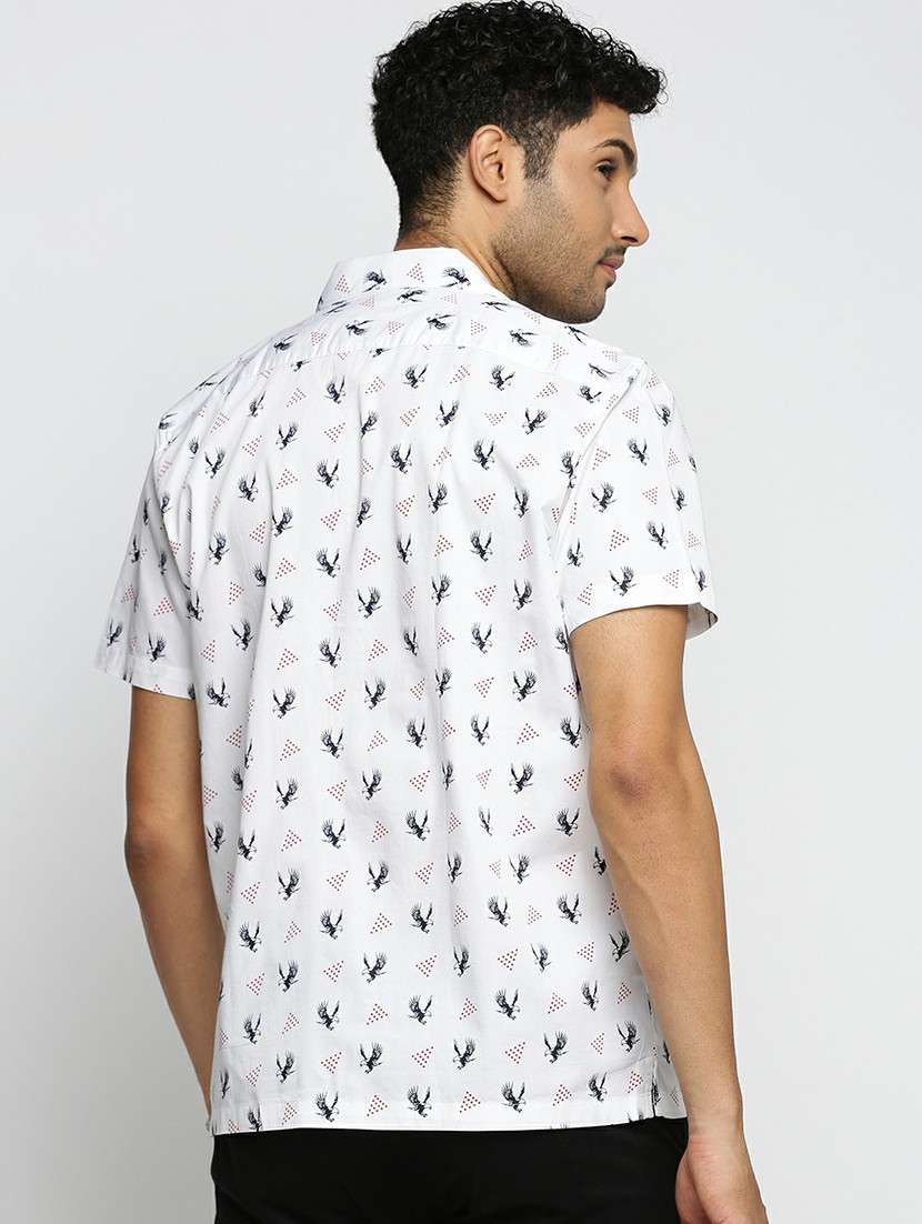 white cotton blend casual shirt - 20598630 -  Standard Image - 2