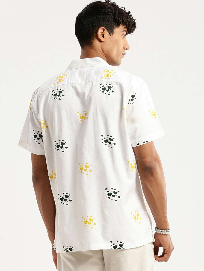 white cotton blend casual shirt - 20598636 -  Standard Image - 2