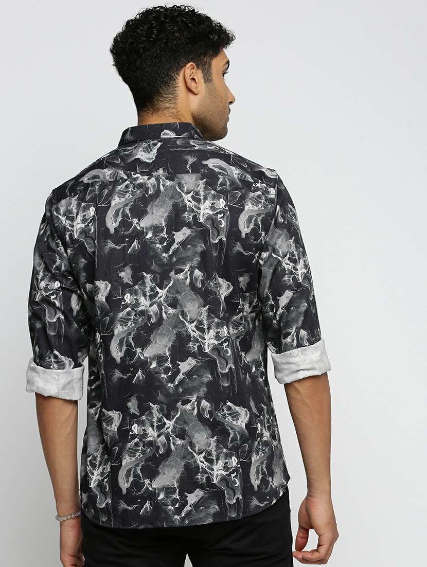 black cotton blend casual shirt - 20598641 -  Standard Image - 2