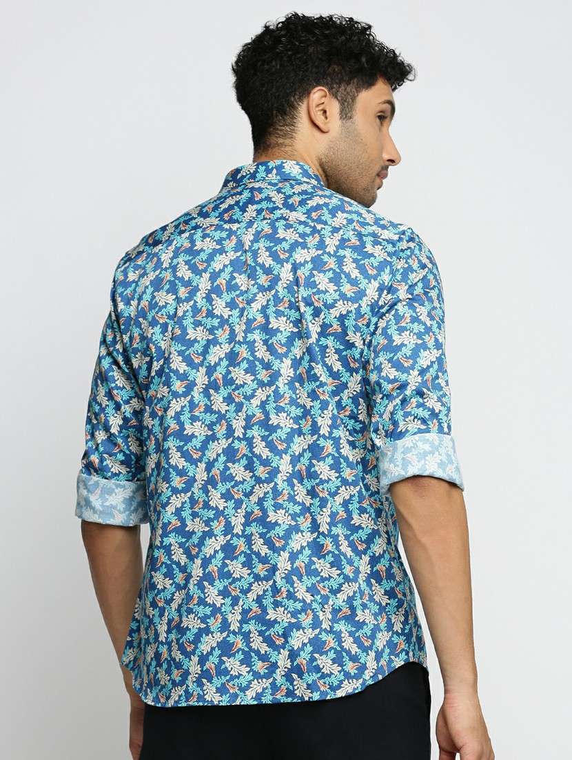 blue cotton blend casual shirt - 20598649 -  Standard Image - 2