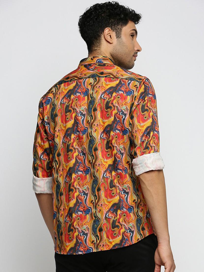 orange cotton blend casual shirt - 20598652 - Standard Image - 2