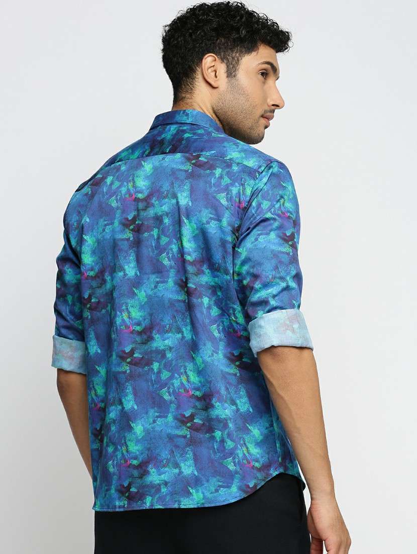 blue cotton blend casual shirt - 20598653 -  Standard Image - 2