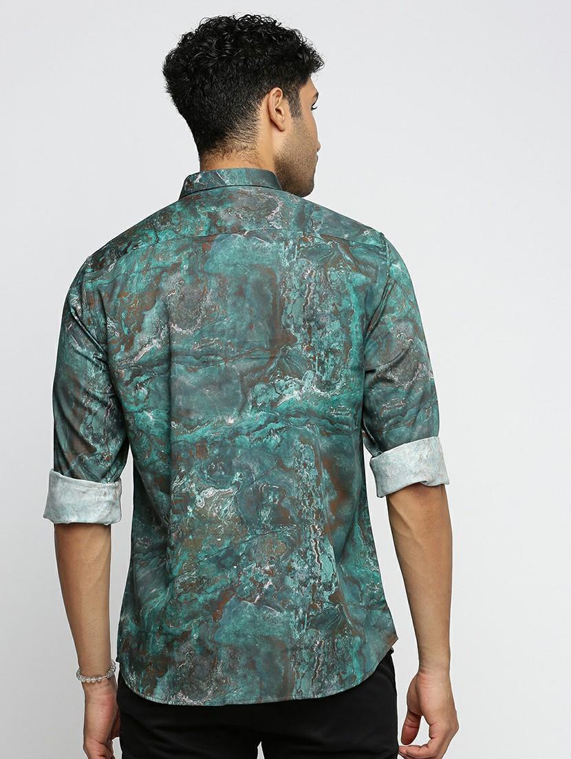 green cotton blend casual shirt - 20598666 - Standard Image - 2