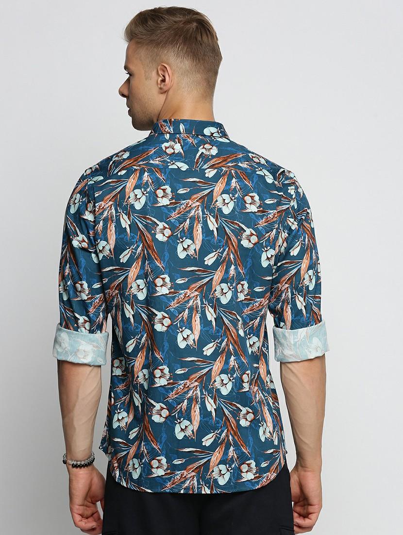teal cotton blend casual shirt - 20598670 - Standard Image - 2