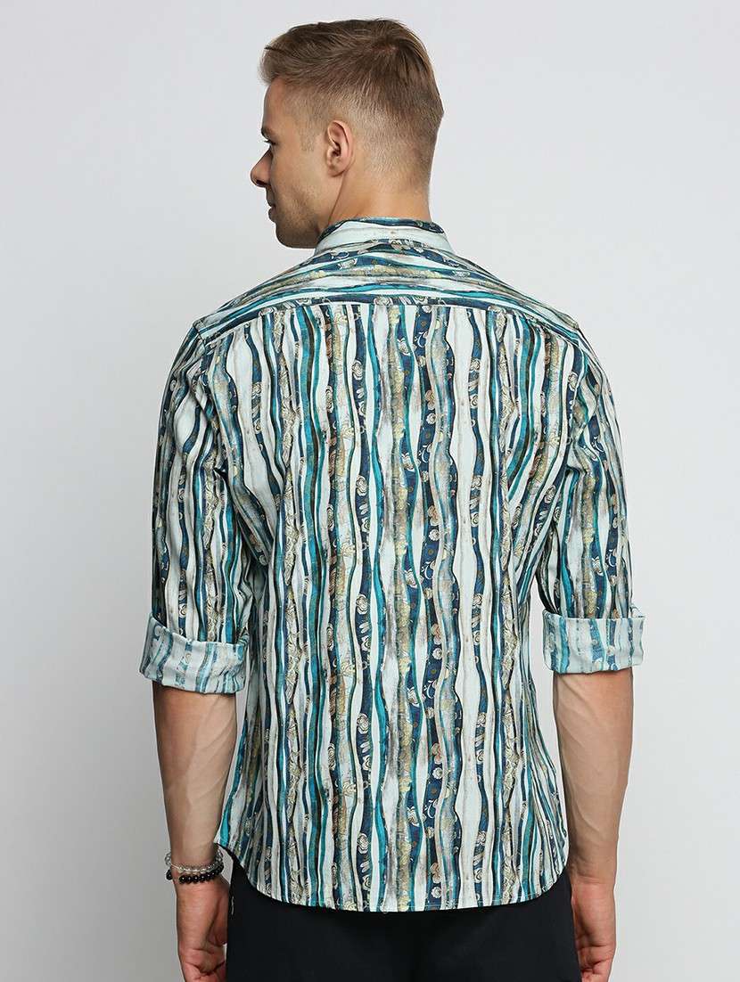 blue cotton blend casual shirt - 20598680 - Standard Image - 2