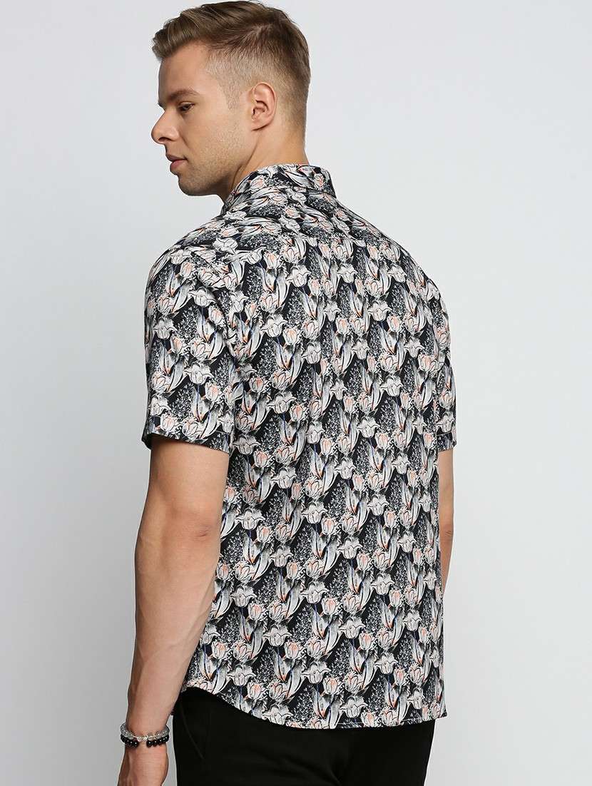 black cotton blend casual shirt - 20598688 -  Standard Image - 2