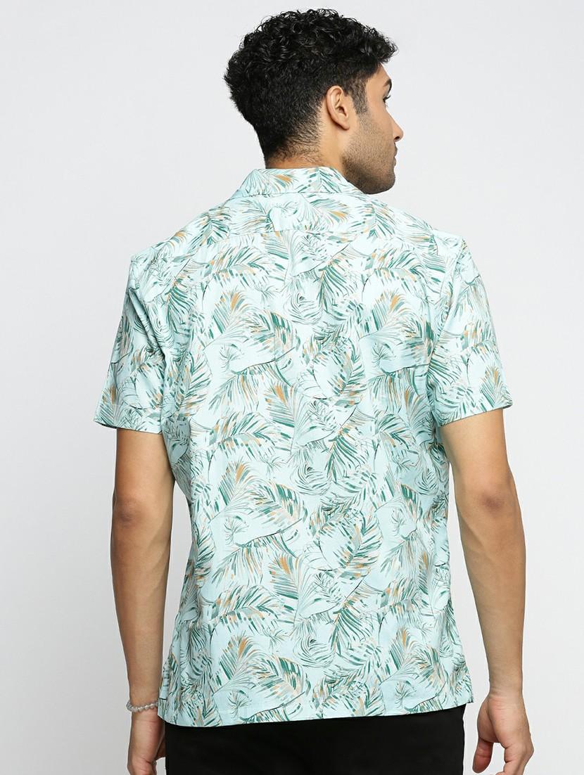 sea green cotton blend casual shirt - 20598704 - Standard Image - 2