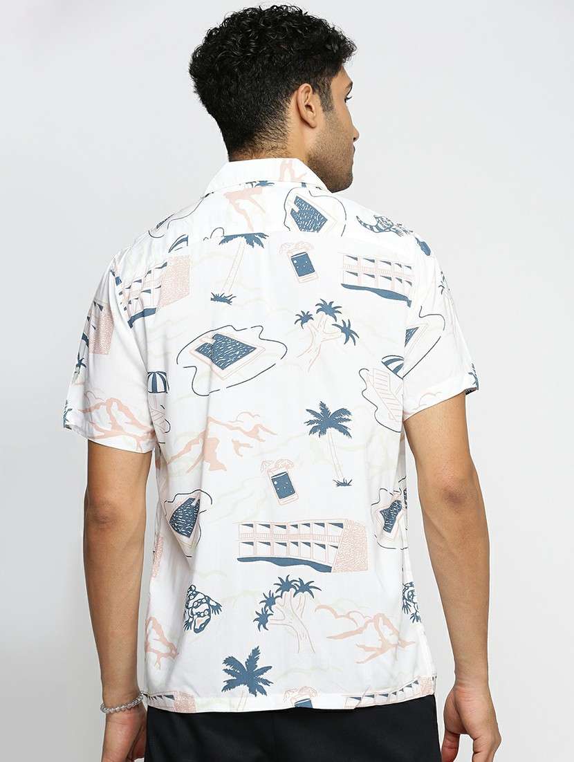 white cotton blend casual shirt - 20598714 -  Standard Image - 2