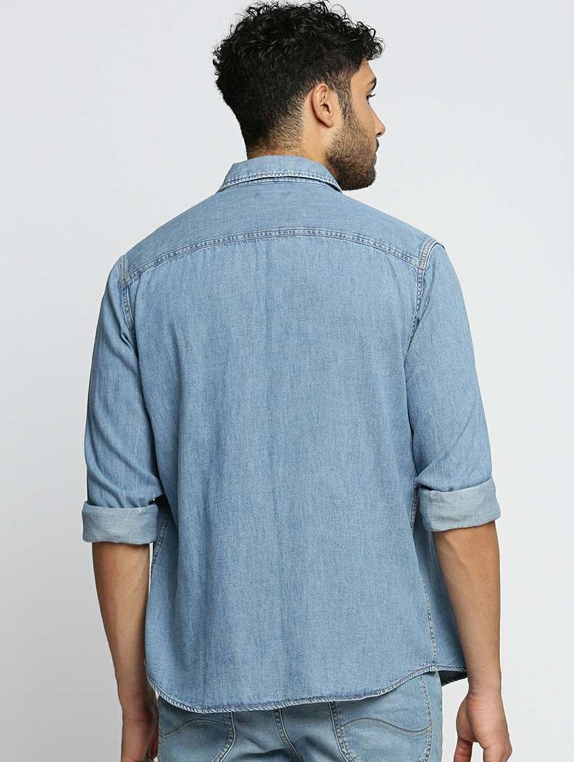 blue cotton blend casual shirt - 20598718 -  Standard Image - 2