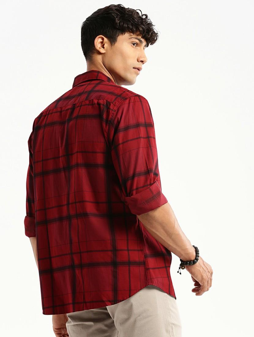 maroon cotton blend casual shirt - 20598728 - Standard Image - 2