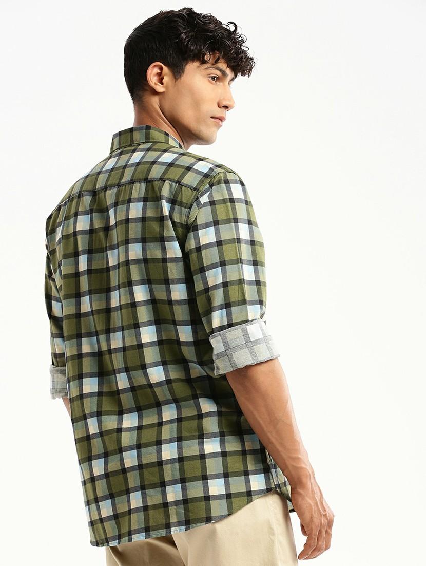 green cotton blend casual shirt - 20598734 - Standard Image - 2