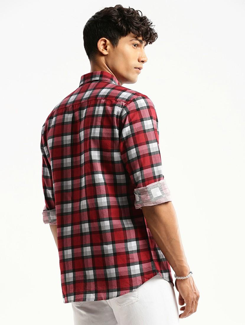 maroon cotton blend casual shirt - 20598737 - Standard Image - 2