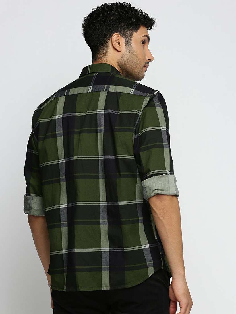 men green regular fit checkered casual shirt - 20598740 - Standard Image - 2