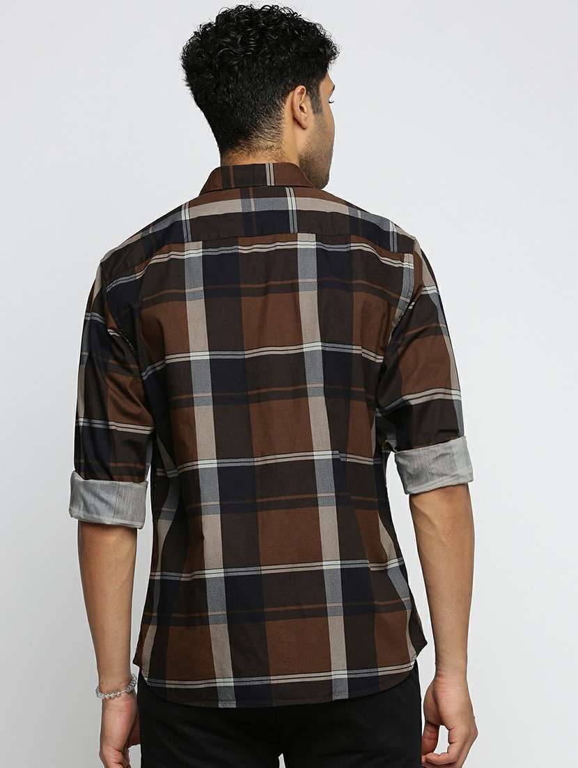brown cotton blend casual shirt - 20598741 -  Standard Image - 2