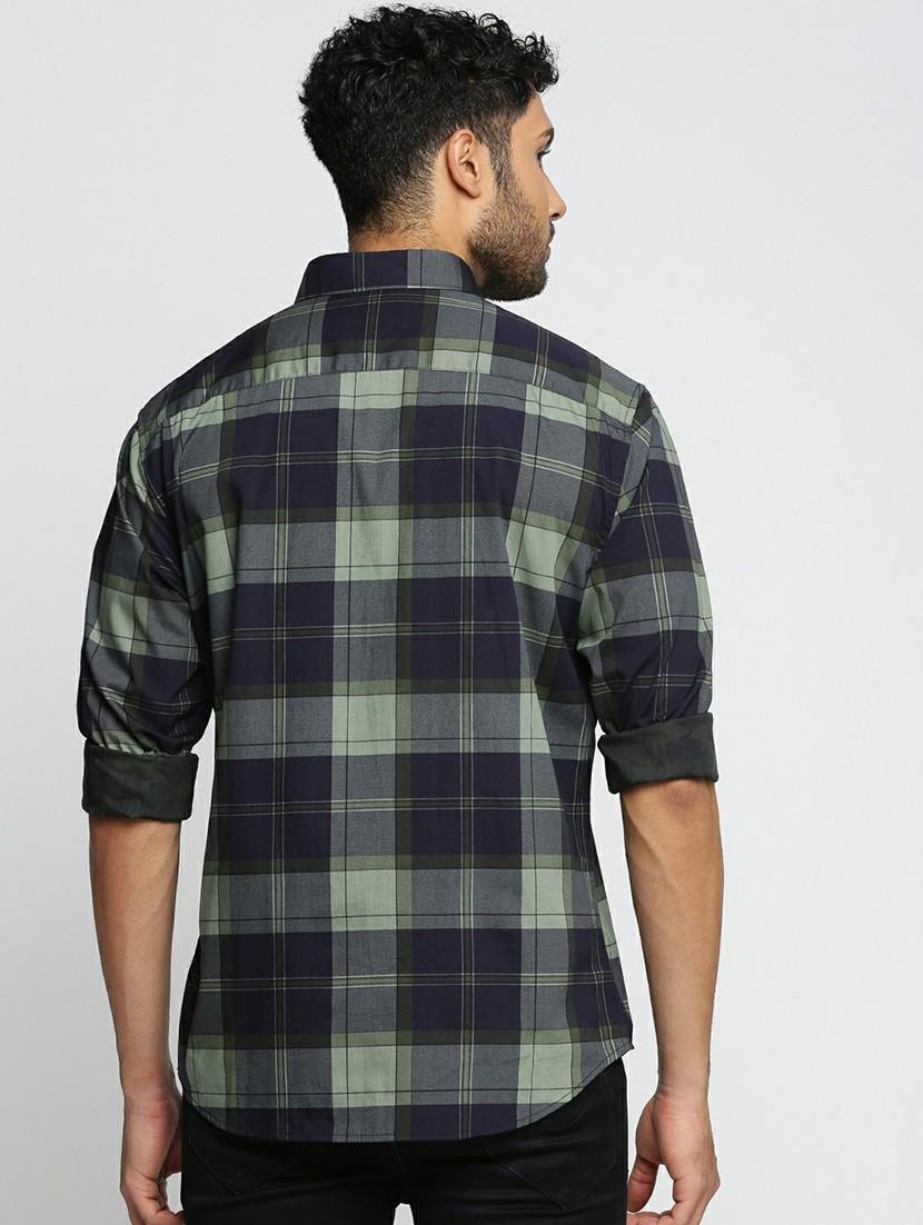 navy blue cotton blend casual shirt - 20598742 - Standard Image - 2
