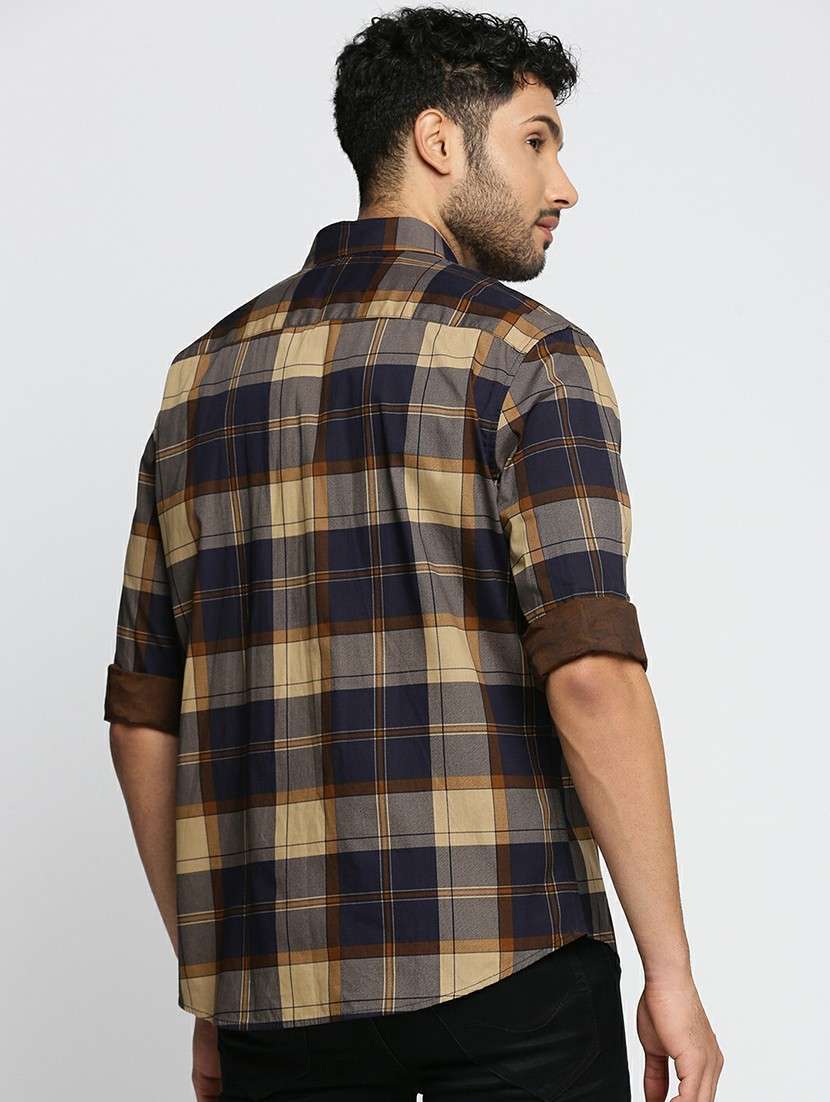 navy blue cotton blend casual shirt - 20598743 - Standard Image - 2