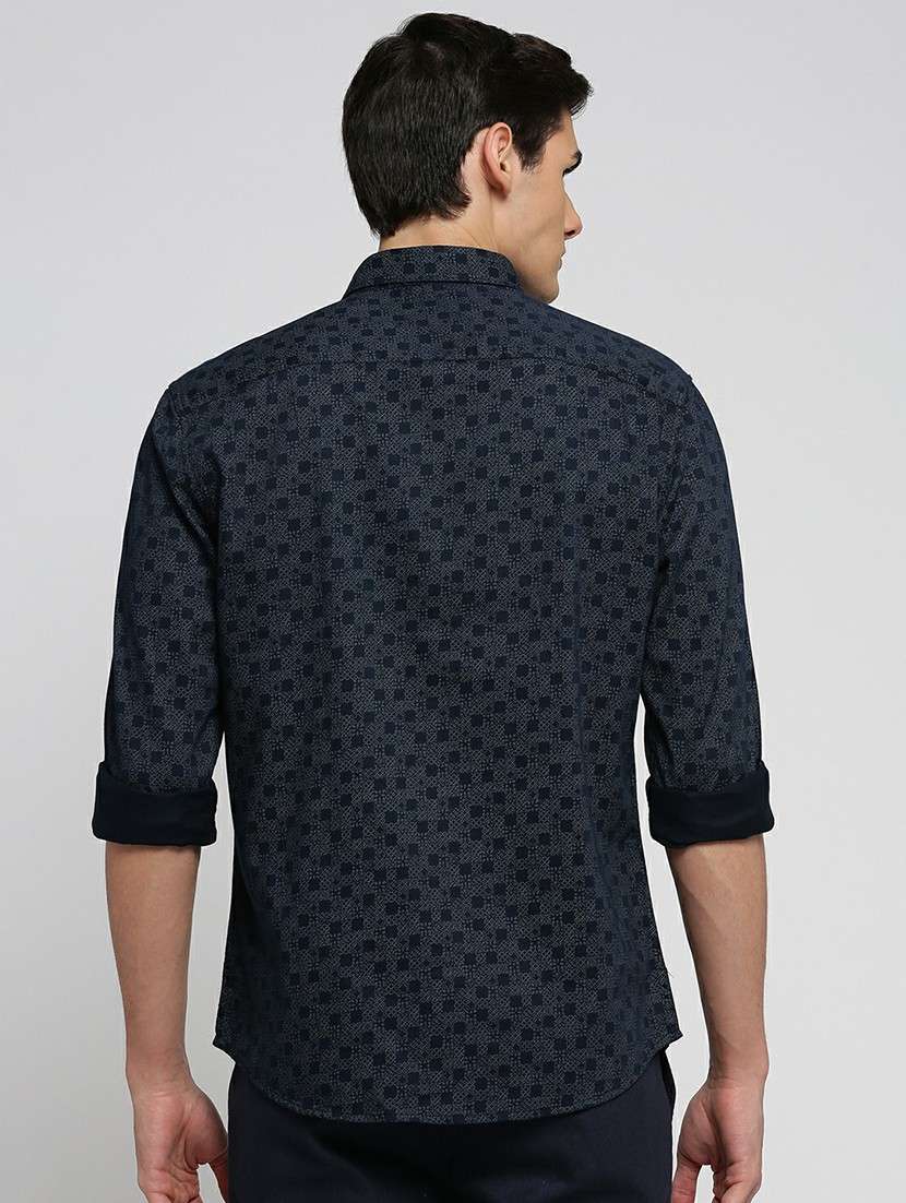 navy blue cotton blend casual shirt - 20598747 - Standard Image - 2