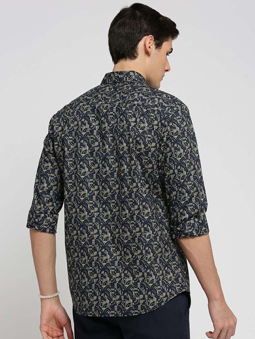 navy blue cotton blend casual shirt - 20598749 -  Standard Image - 2