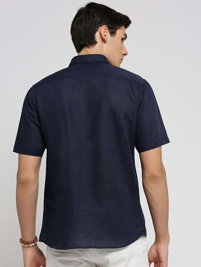navy blue cotton blend casual shirt - 20598750 -  Standard Image - 2