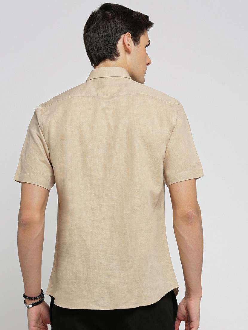 beige cotton blend casual shirt - 20598751 -  Standard Image - 2