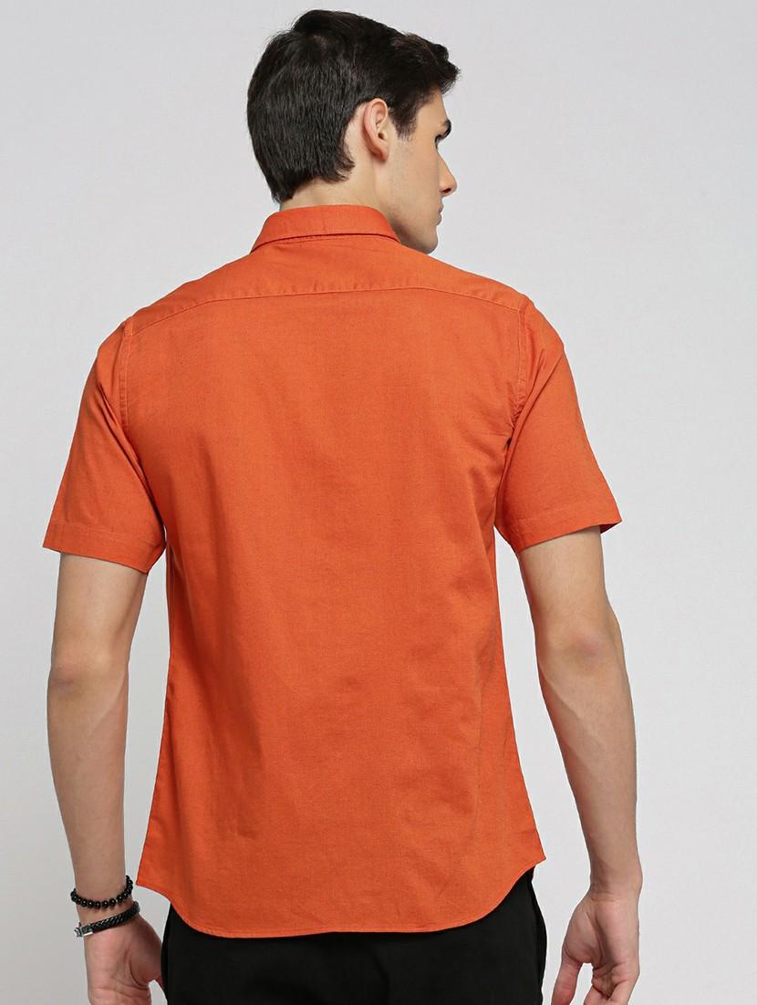 rust cotton blend casual shirt - 20598752 - Standard Image - 2