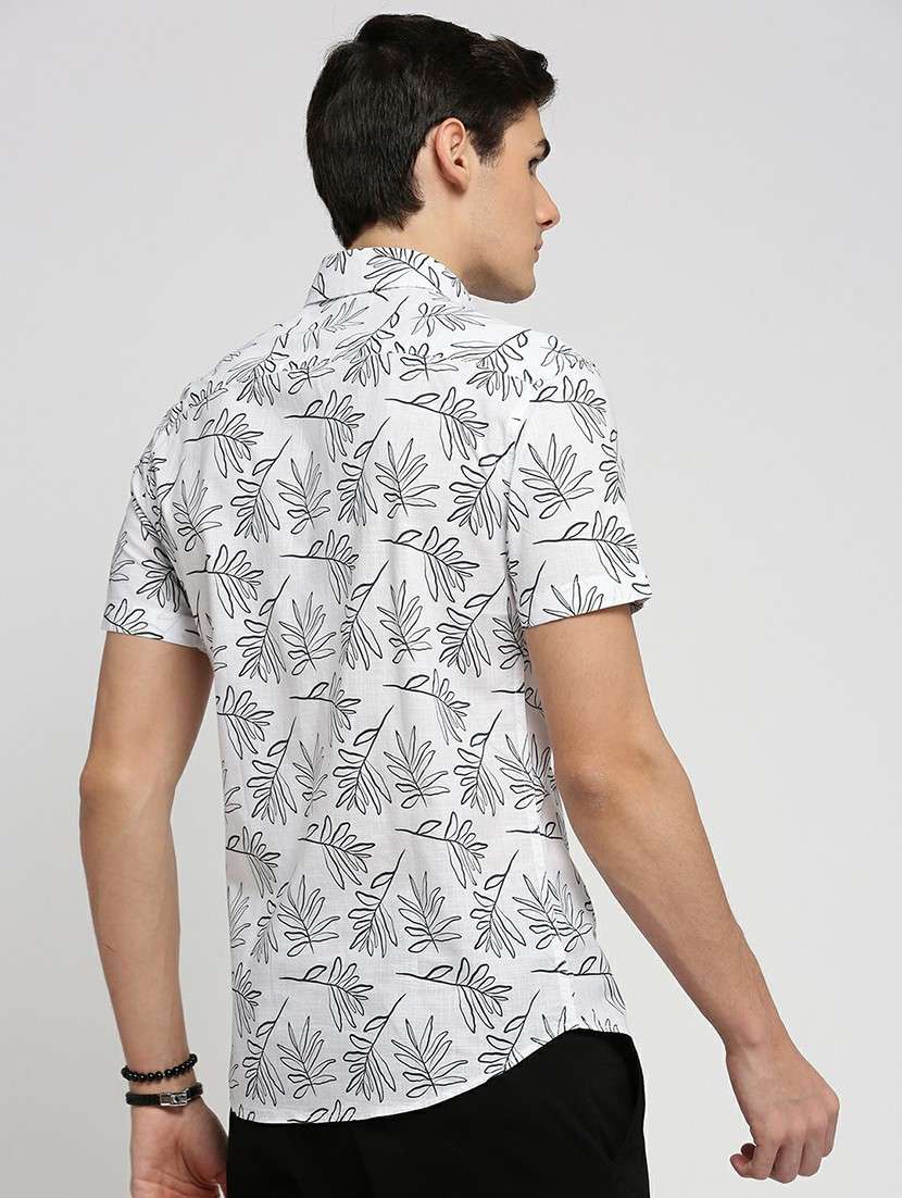 white cotton blend casual shirt - 20598757 -  Standard Image - 2