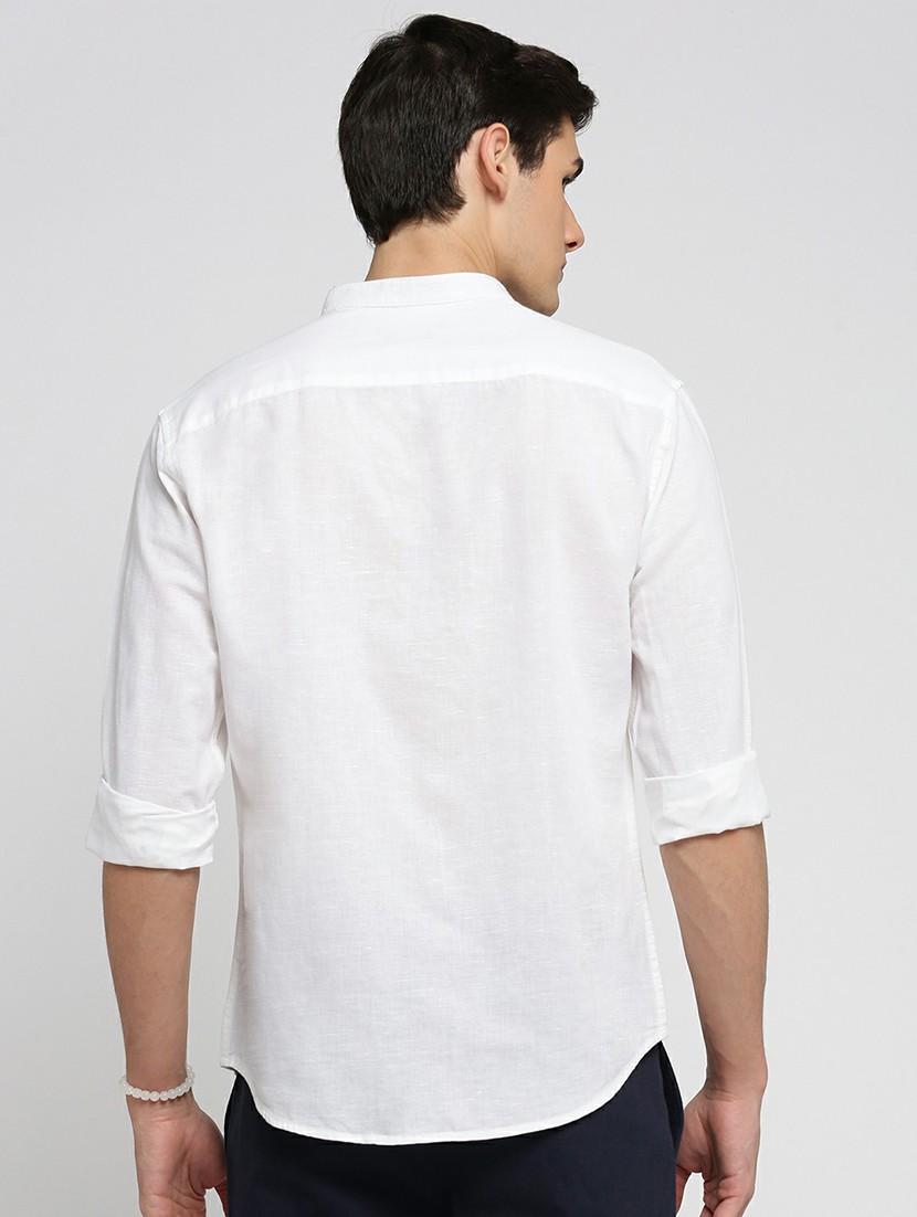 white linen blend casual shirt - 20598765 - Standard Image - 2