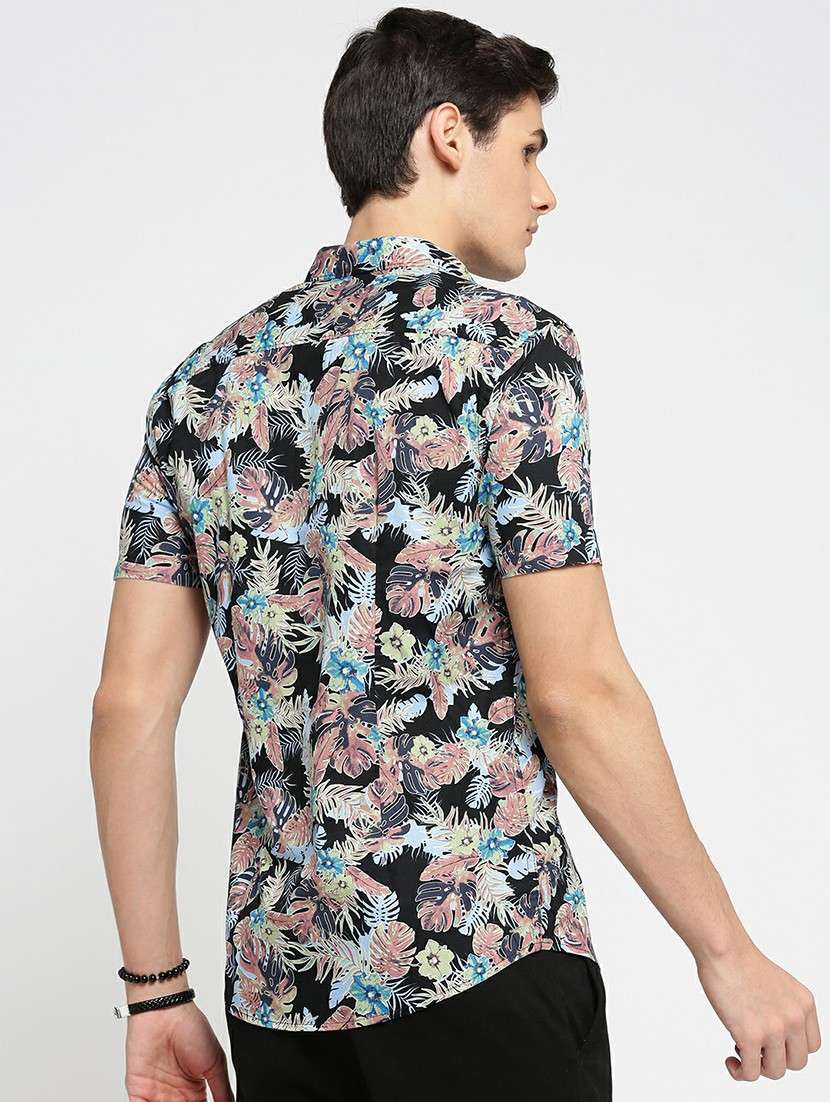 black cotton blend casual shirt - 20598767 -  Standard Image - 2