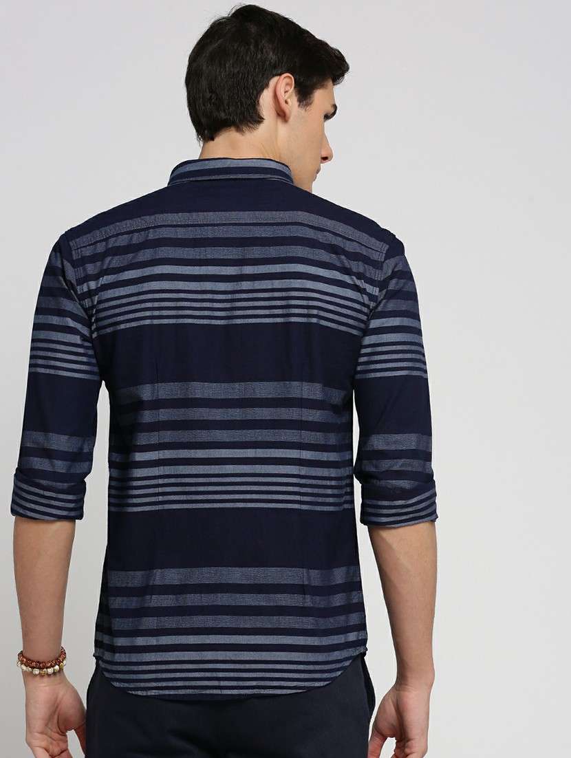 navy blue cotton blend casual shirt - 20598769 - Standard Image - 2