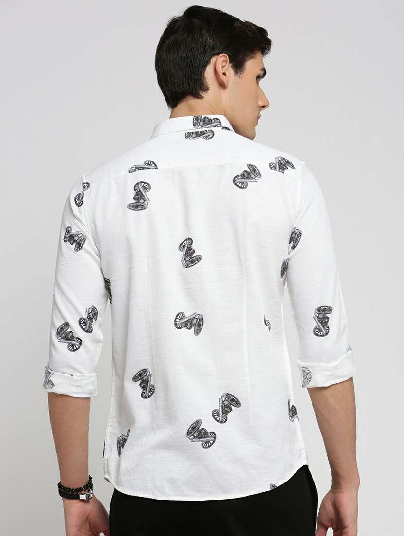 white cotton blend casual shirt - 20598770 -  Standard Image - 2