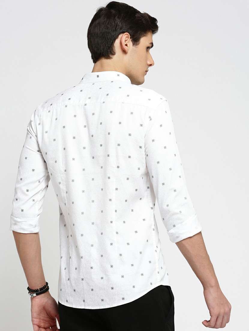 white cotton blend casual shirt - 20598772 - Standard Image - 2
